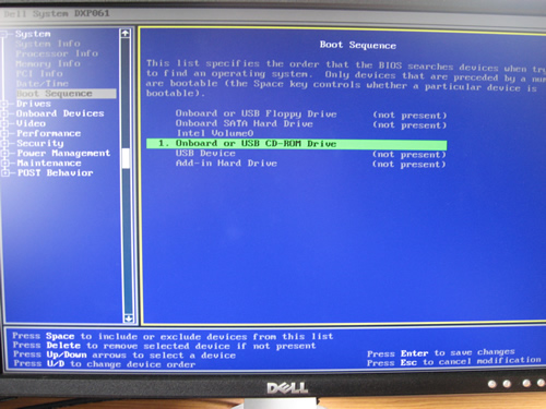 Change Dell boot sequence